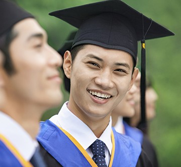 Happy graduate during graduation ceremony